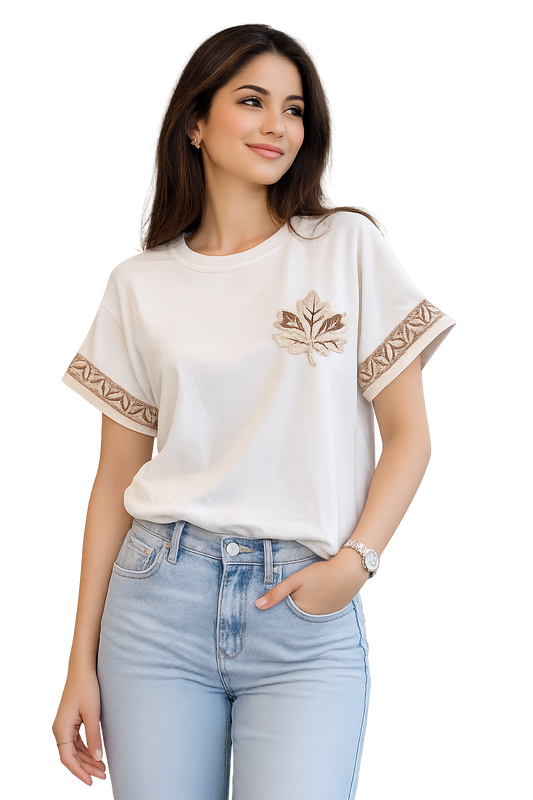 T-Shirt met Blad Design