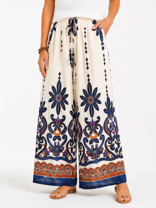 Wijde Zomer Broek met Print – Trendy & Elegant