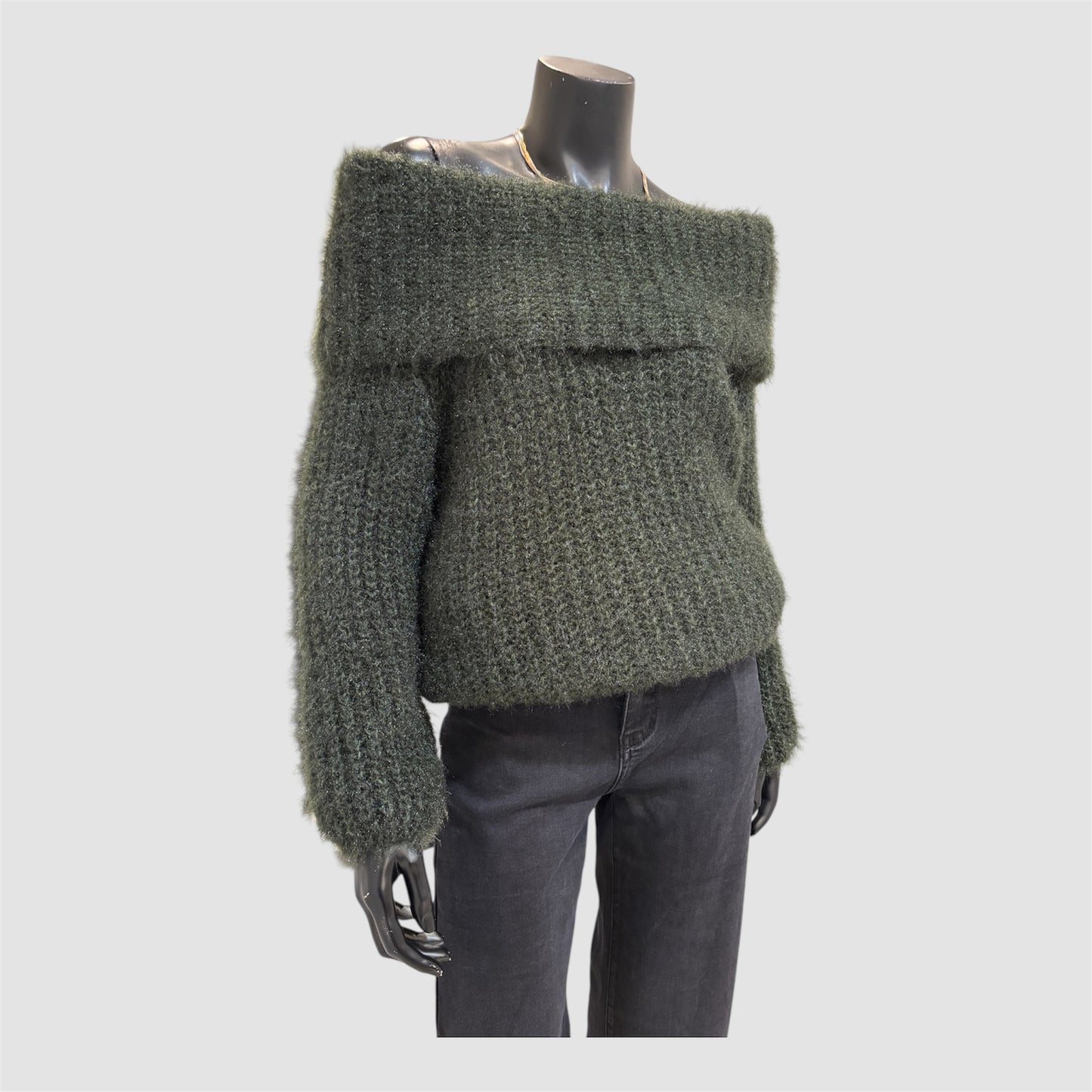 Olijfgroen - Elegante Off-Shoulder Wintertrui