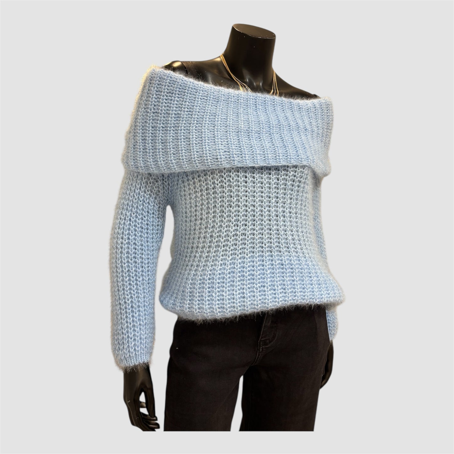 Lichtblauwe - Elegante Off-Shoulder Wintertrui