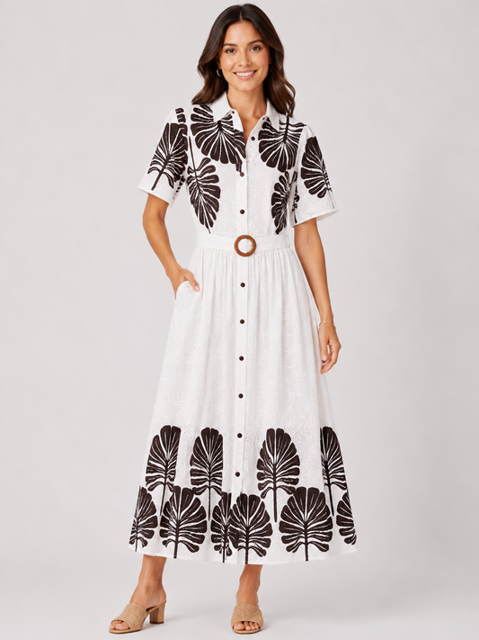 Luxe Bladprint Jurk
