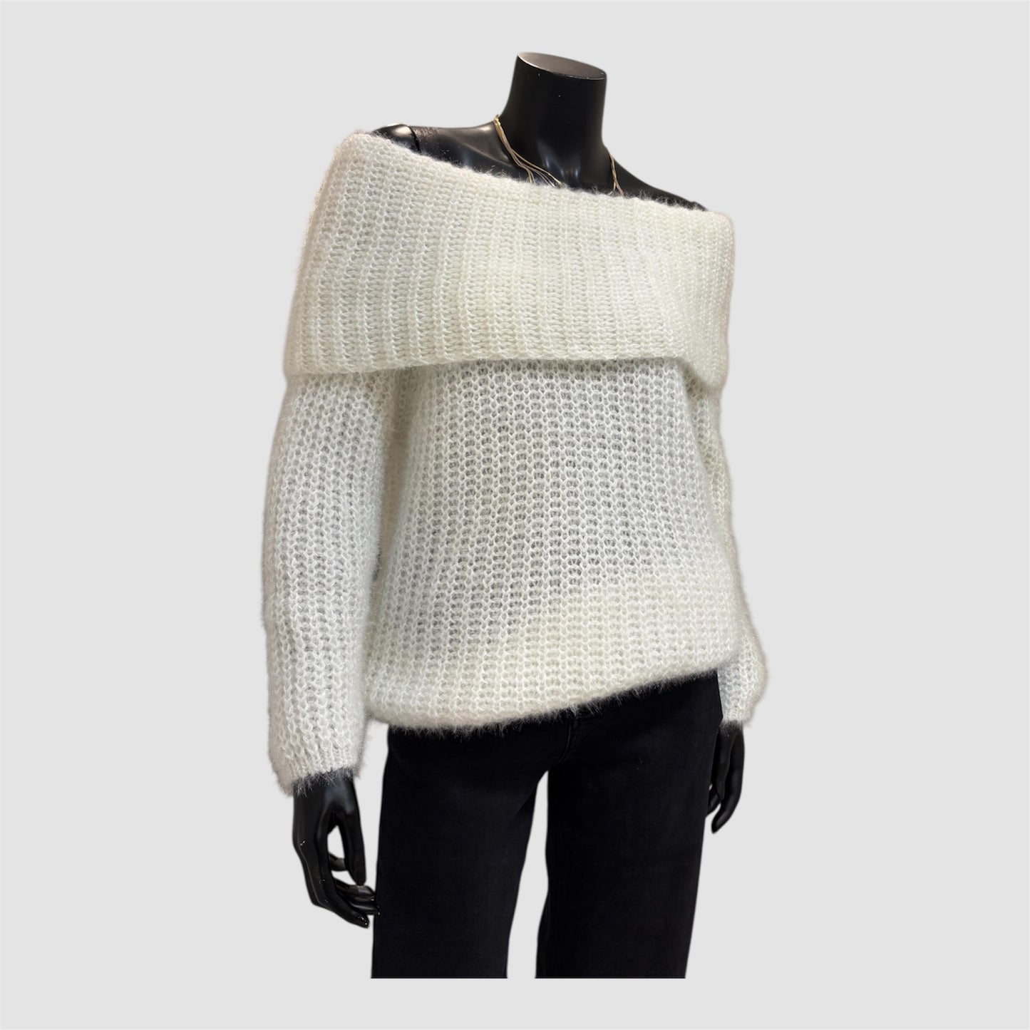 Wit- Elegante Off-Shoulder Wintertrui