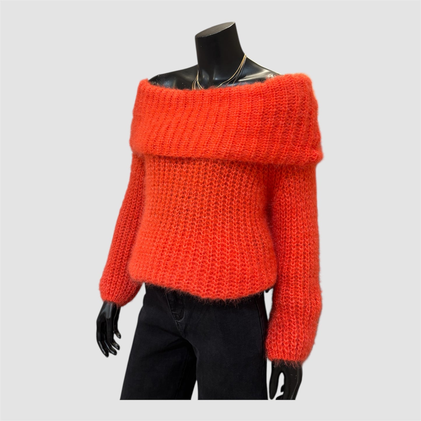 Oranje Elegante Off-Shoulder Wintertrui