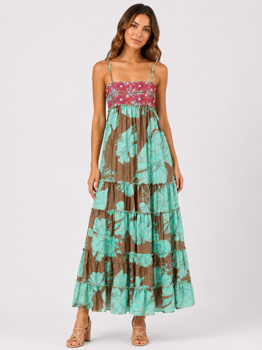 Isla Embroidered Boho Maxi Dress