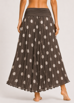 Polka Dot Flared Maxi Skirt