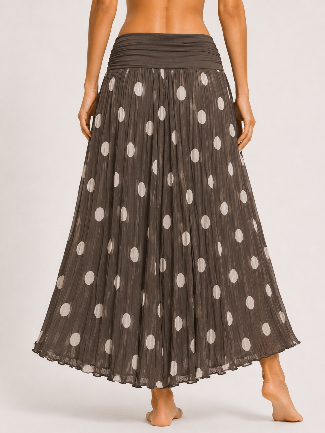 Polka Dot Flared Maxi Skirt