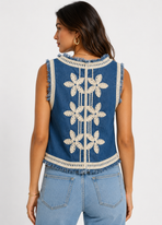 Boho Chic Embroidered Denim Gilet