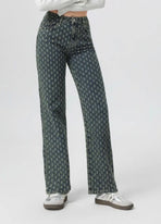 Wide-Leg Stretch Spijkerbroek - Light Green/Blue