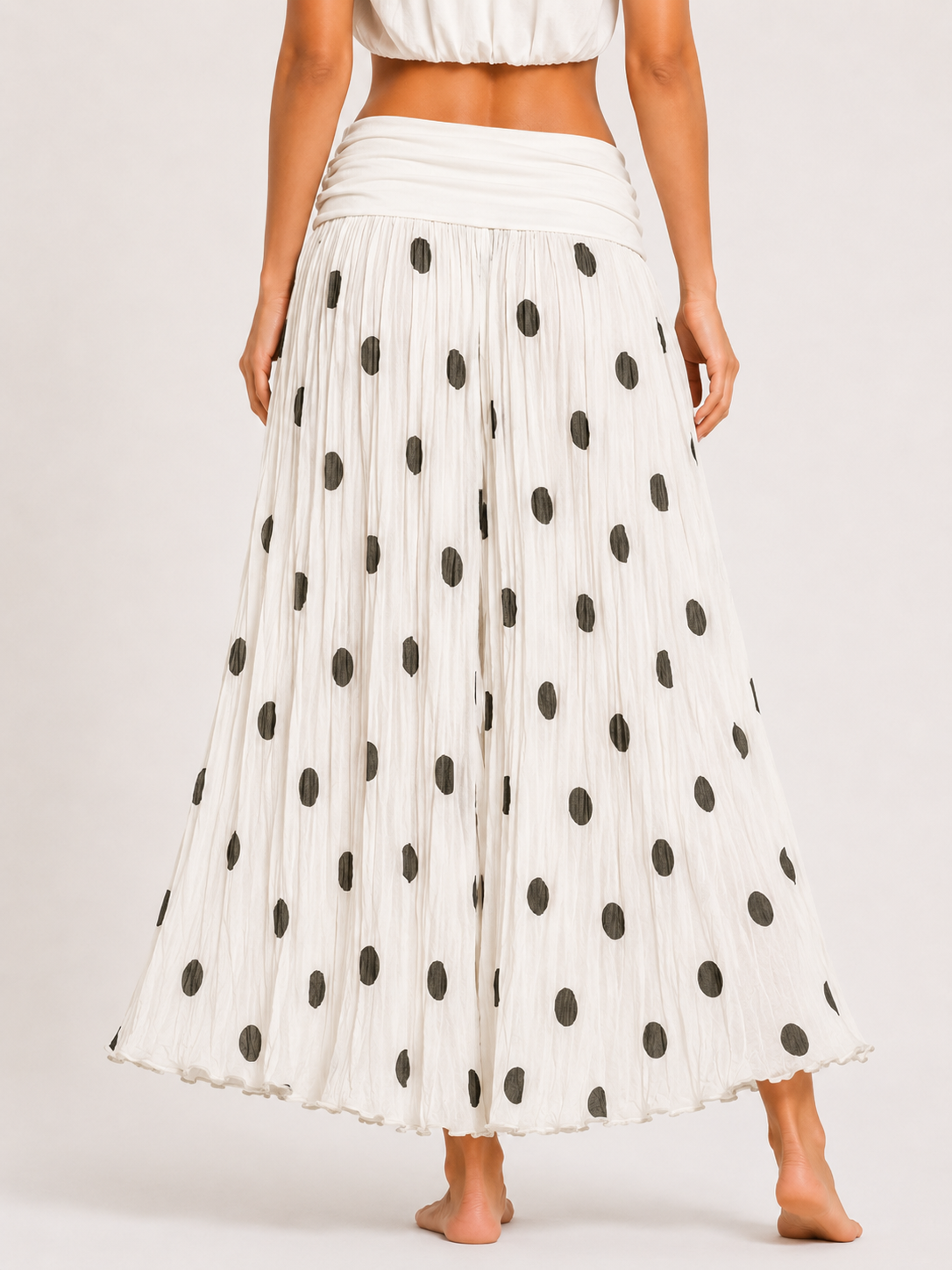 Polka Dot Flared Maxi Skirt