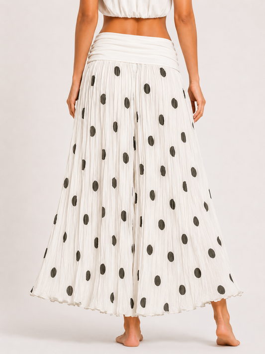 Polka Dot Flared Maxi Skirt