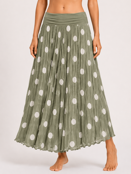 Polka Dot Flared Maxi Skirt