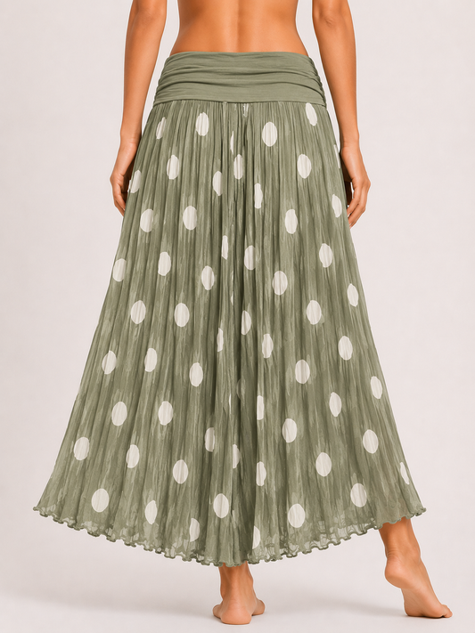 Polka Dot Flared Maxi Skirt