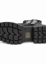 Zwarte Lak Veterboots met Gouden Gespdetails – Dames