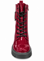 Bordeaux Lakleren Veterboots met Gespdetail – Dames