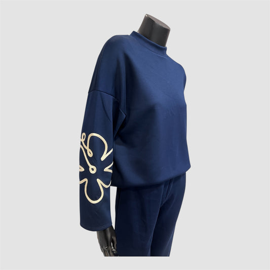 Donkerblauwe Tweedelige Set Bloom