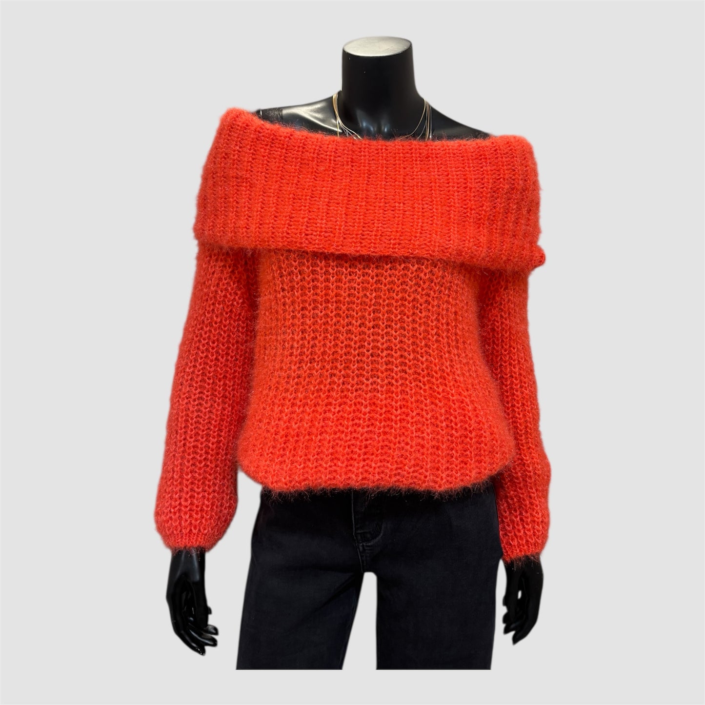 Oranje Elegante Off-Shoulder Wintertrui