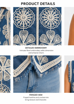 Boho Chic Embroidered Denim Gilet