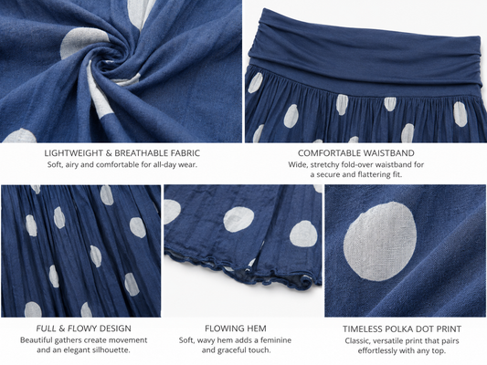 Polka Dot Flared Maxi Skirt