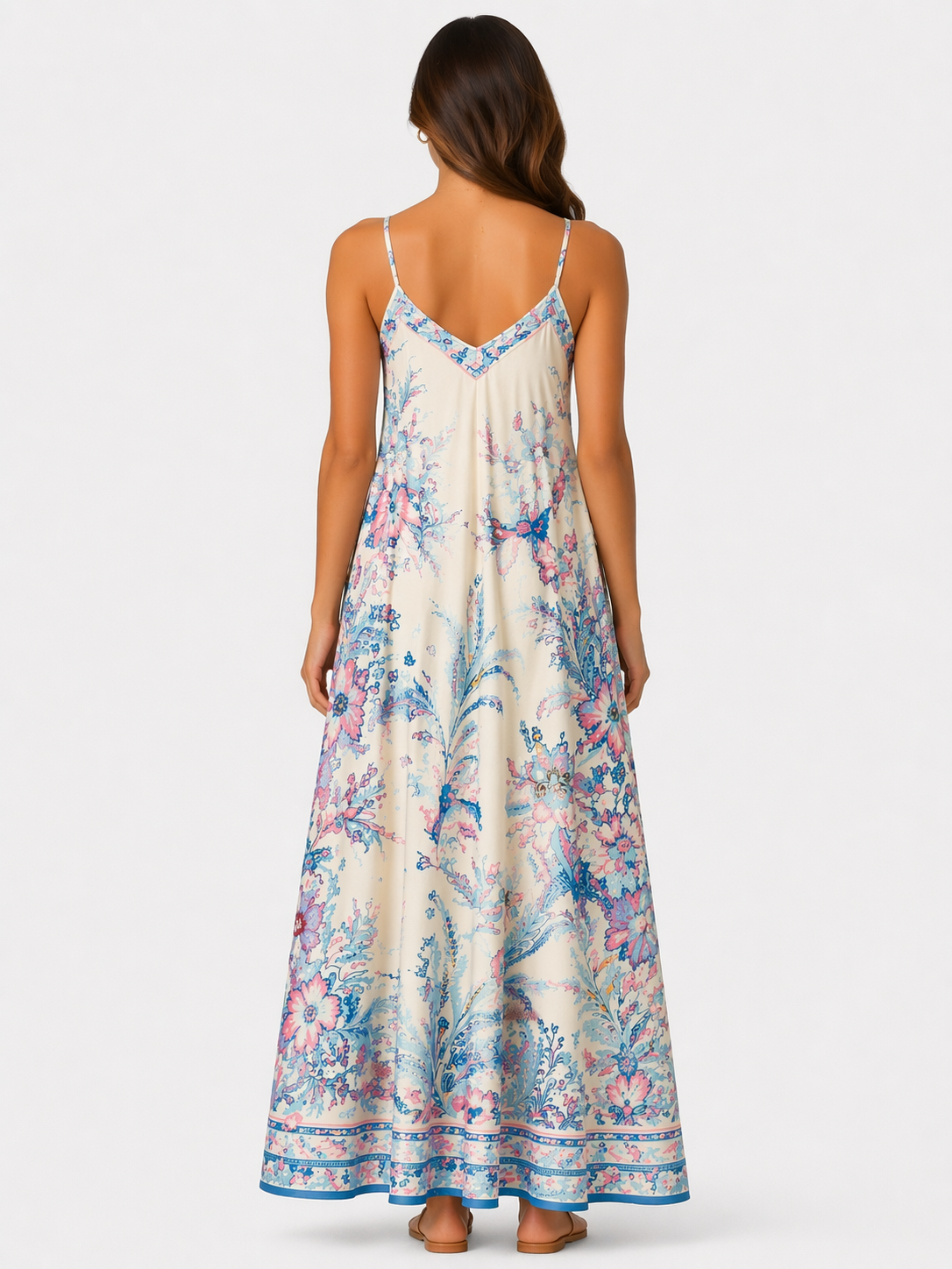 Premium Bloemenprint Maxi Jurk – Italiaanse Stijl