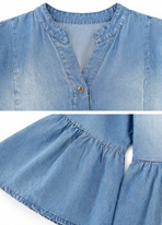 Curvy Jurk met Uitlopende Mouwen – Denim Stijl