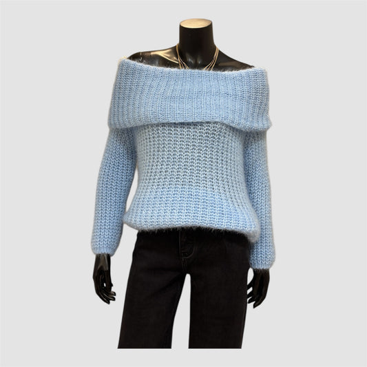 Lichtblauwe - Elegante Off-Shoulder Wintertrui