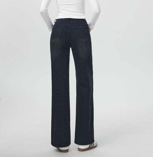 Wide-Leg Jeans met Lurexdetails -Zwart
