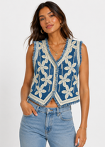 Boho Chic Embroidered Denim Gilet