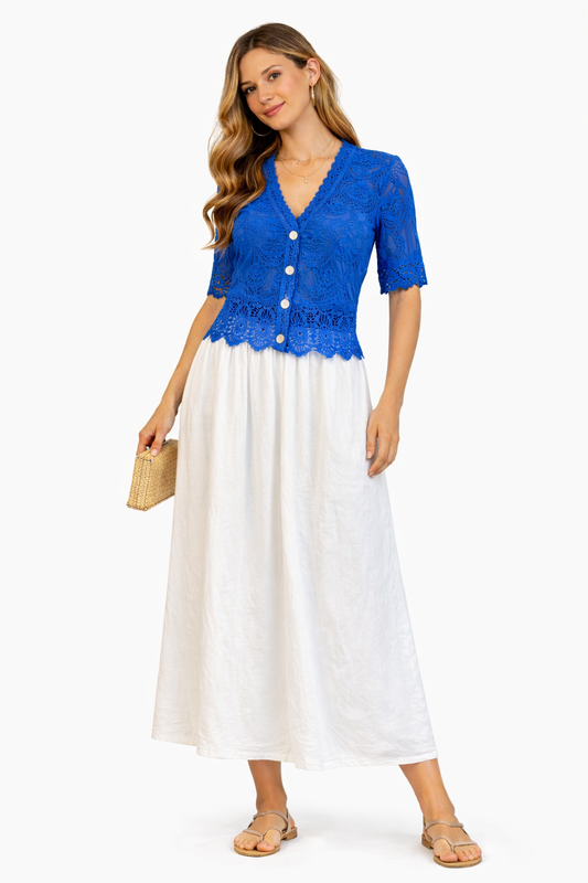 Witte Midi Rok met Hoge Taille – Luchtig & Elegant