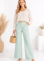 Mintgroene High Waist Broek met Riem – Elegante Zomerstijl