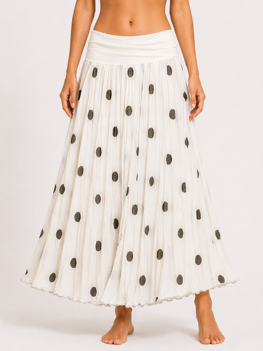 Polka Dot Flared Maxi Skirt