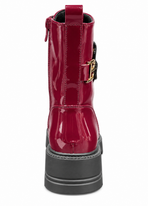 Bordeaux Lakleren Veterboots met Gespdetail – Dames