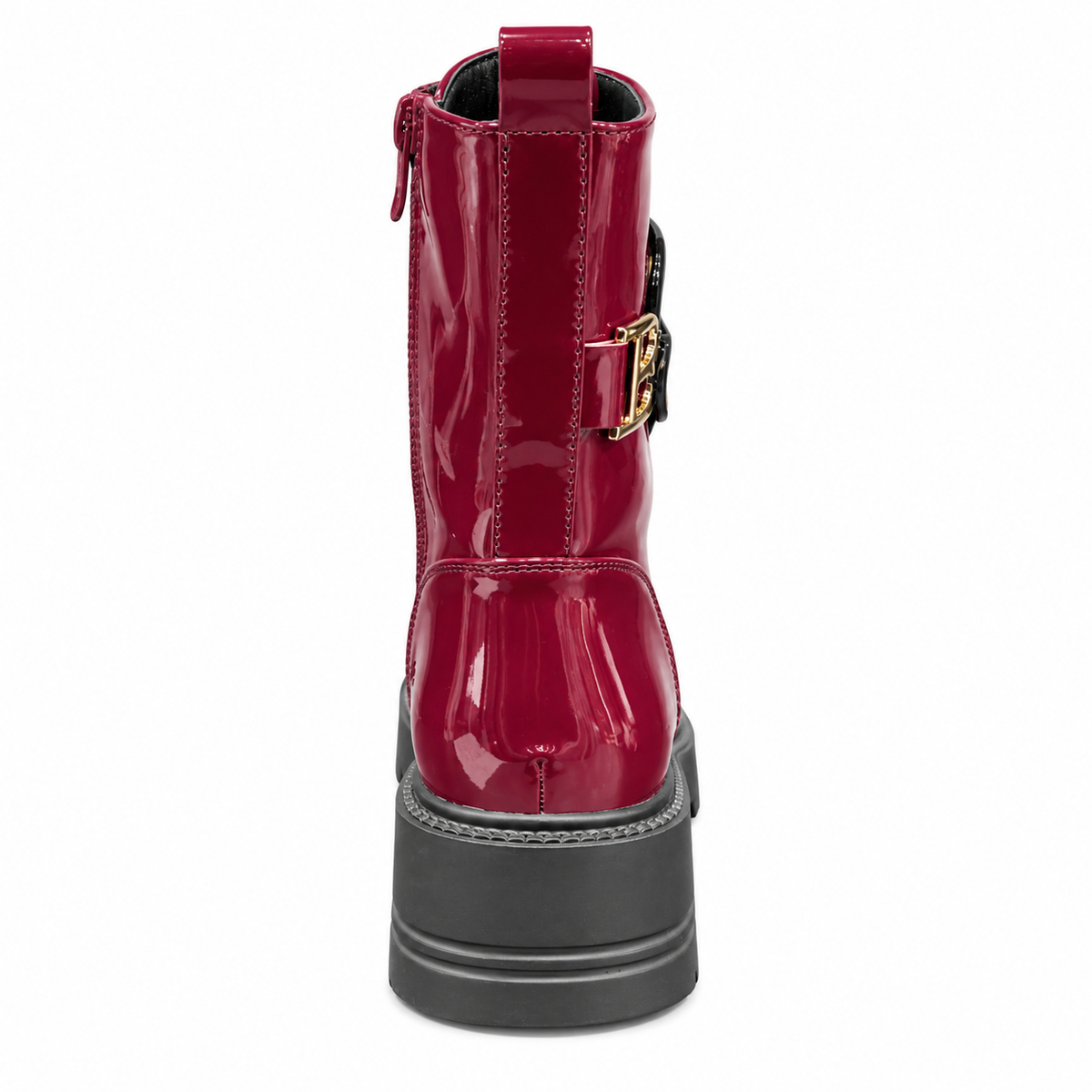 Bordeaux Lakleren Veterboots met Gespdetail – Dames