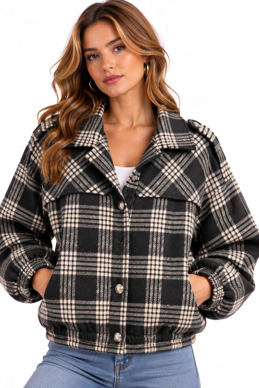 Sienna Check Bomber Jacket