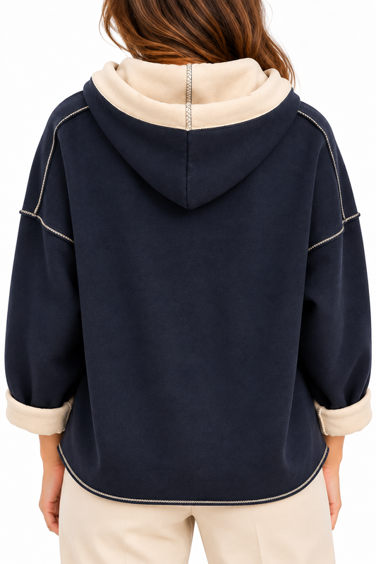 Norderney Casual Hoodie met Contrasterende Capuchon