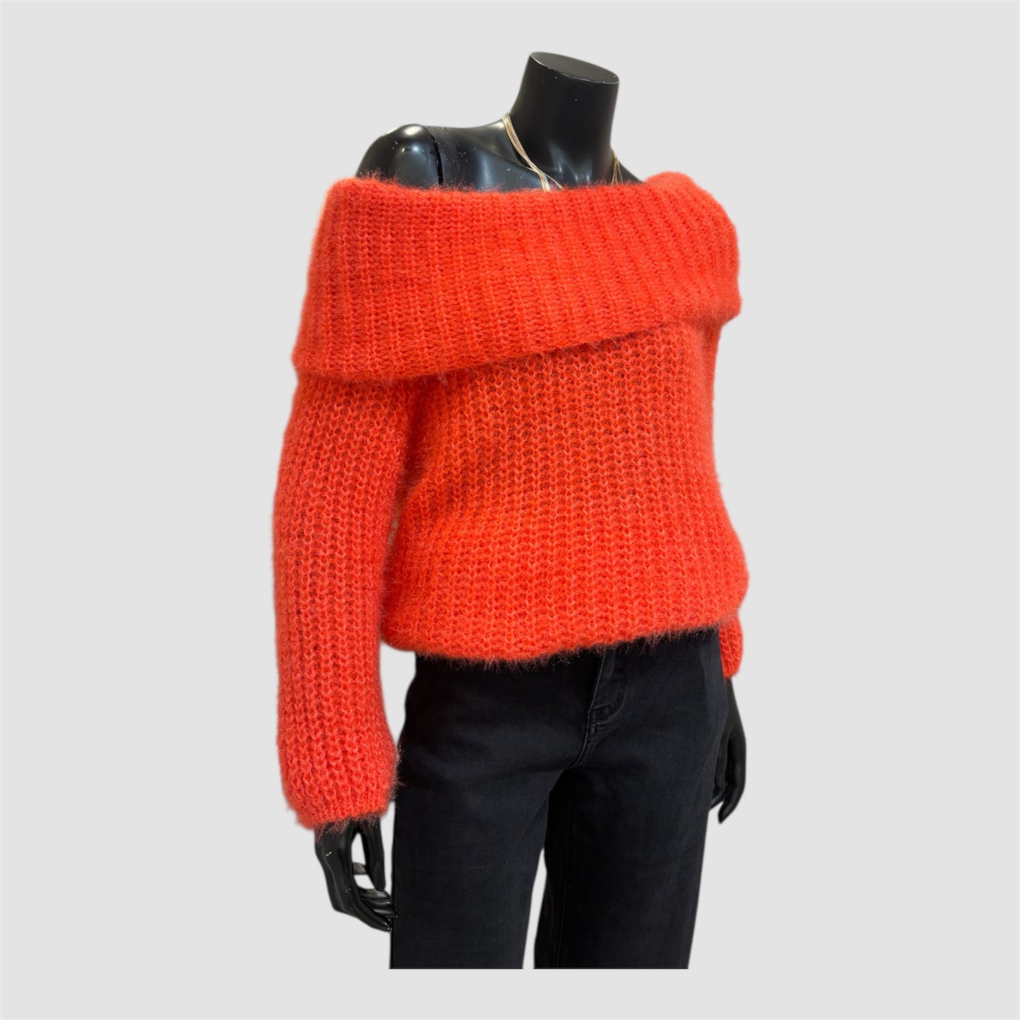 Oranje Elegante Off-Shoulder Wintertrui