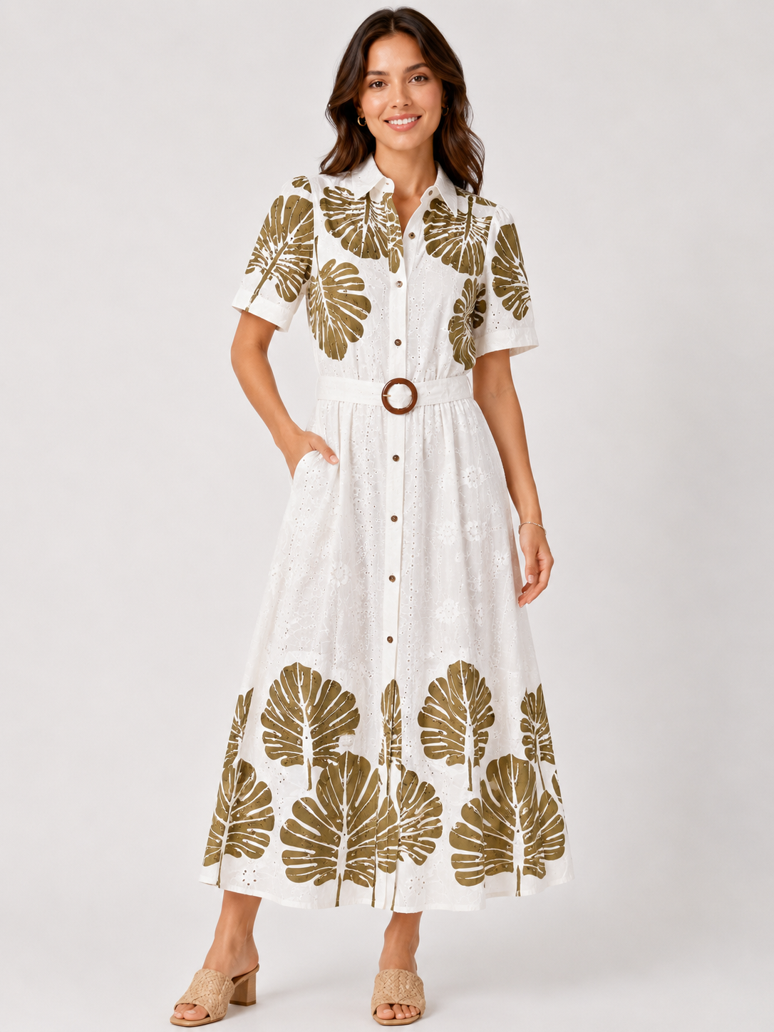 Luxe Bladprint Jurk