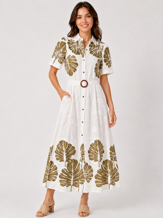 Luxe Bladprint Jurk