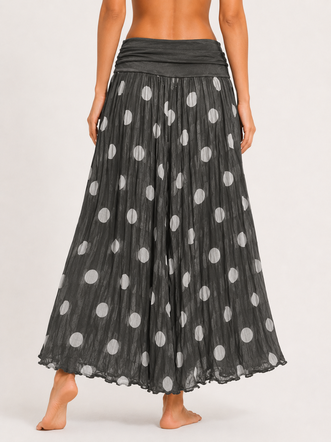 Polka Dot Flared Maxi Skirt
