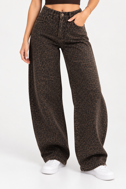 Luna Leopard Balloon Broek – Bruin