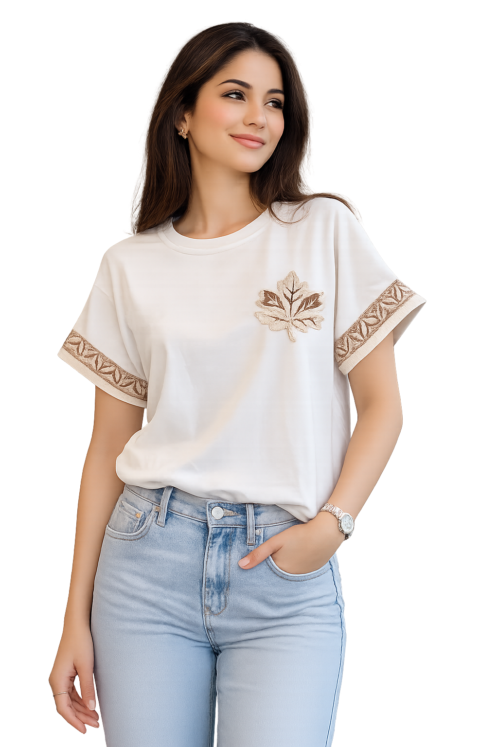 T-Shirt met Blad Design