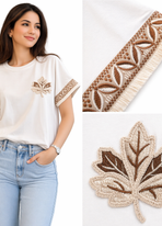 T-Shirt met Blad Design