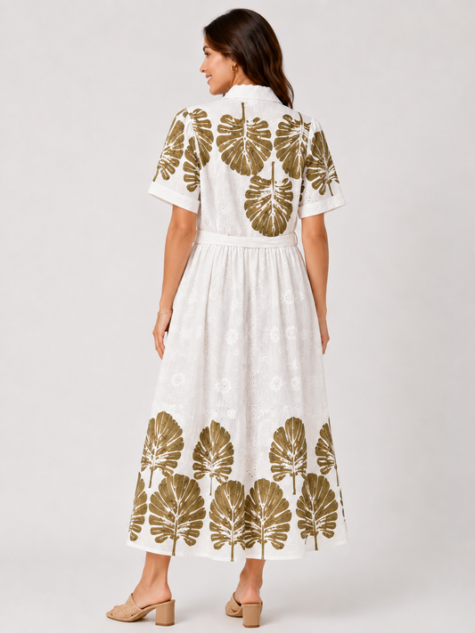 Luxe Bladprint Jurk
