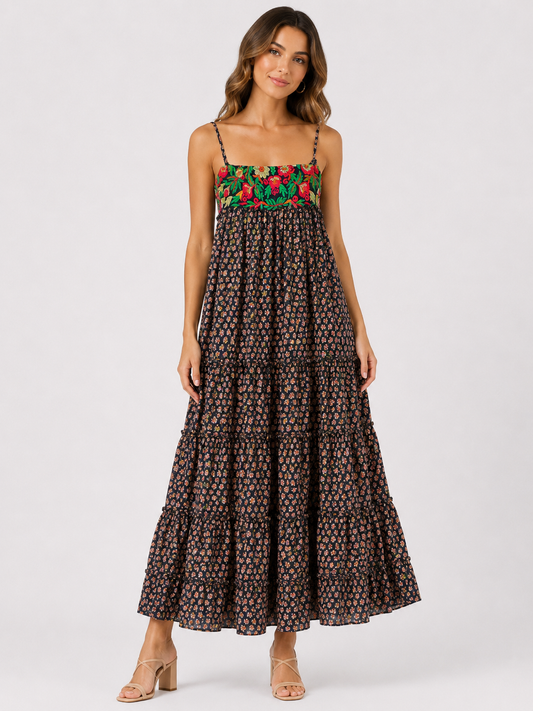 Isla Embroidered Boho Maxi Dress