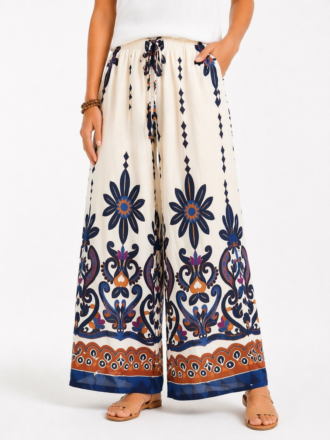Wijde Zomer Broek met Print – Trendy & Elegant