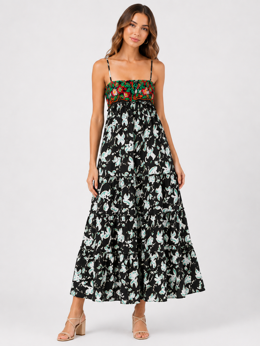 Isla Embroidered Boho Maxi Dress