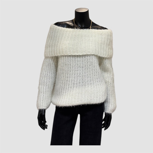 Wit- Elegante Off-Shoulder Wintertrui