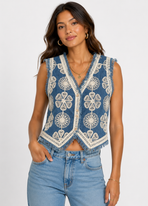 Boho Chic Embroidered Denim Gilet