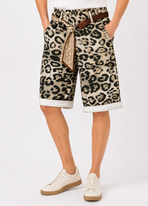 Dames Bermuda met Dierenprint en Riem – Made in Italy