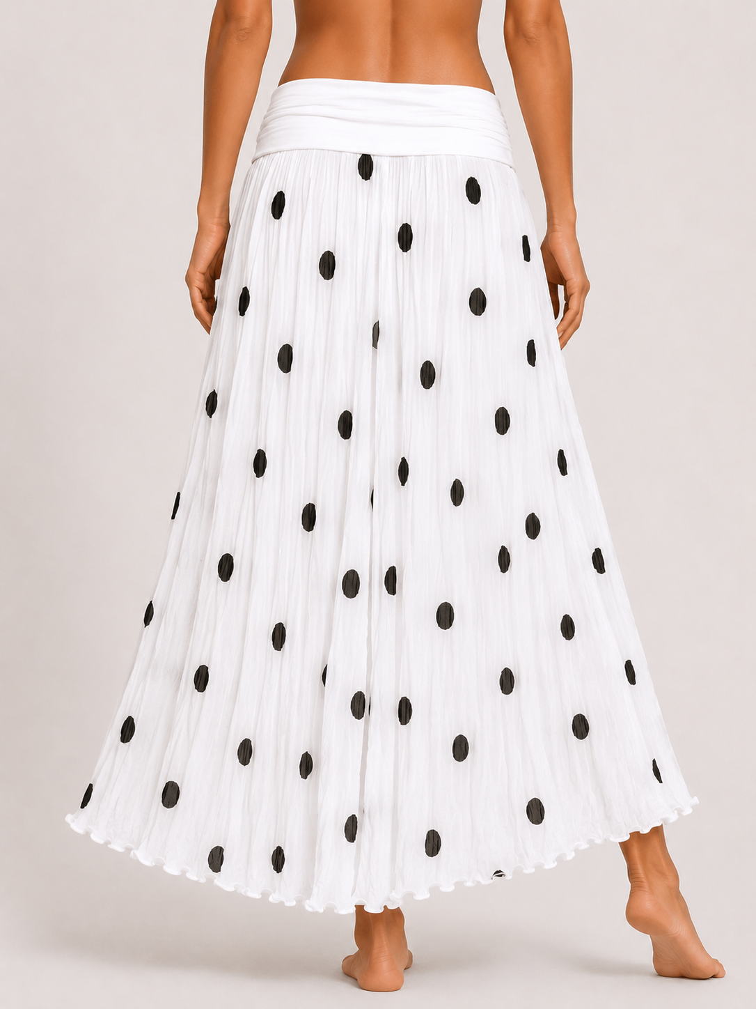 Polka Dot Flared Maxi Skirt
