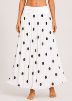Polka Dot Flared Maxi Skirt